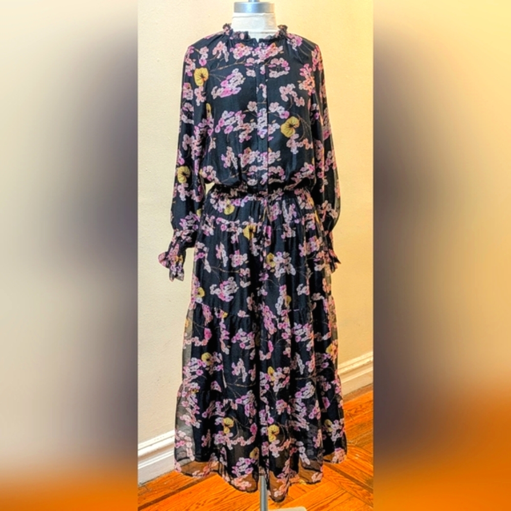 The Hannah Print Floral Black Maxi Dress Size S